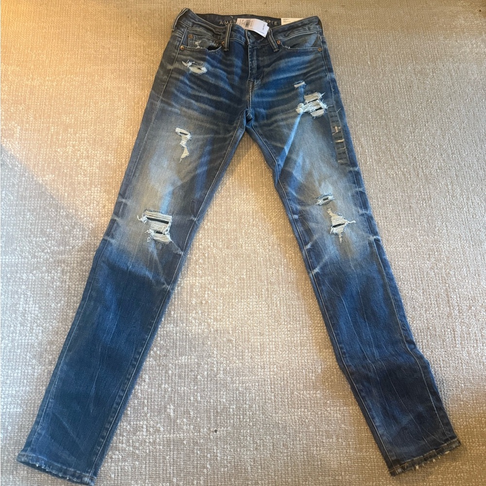 American Eagle Outfitters Ripped Blue Skinny Jeans